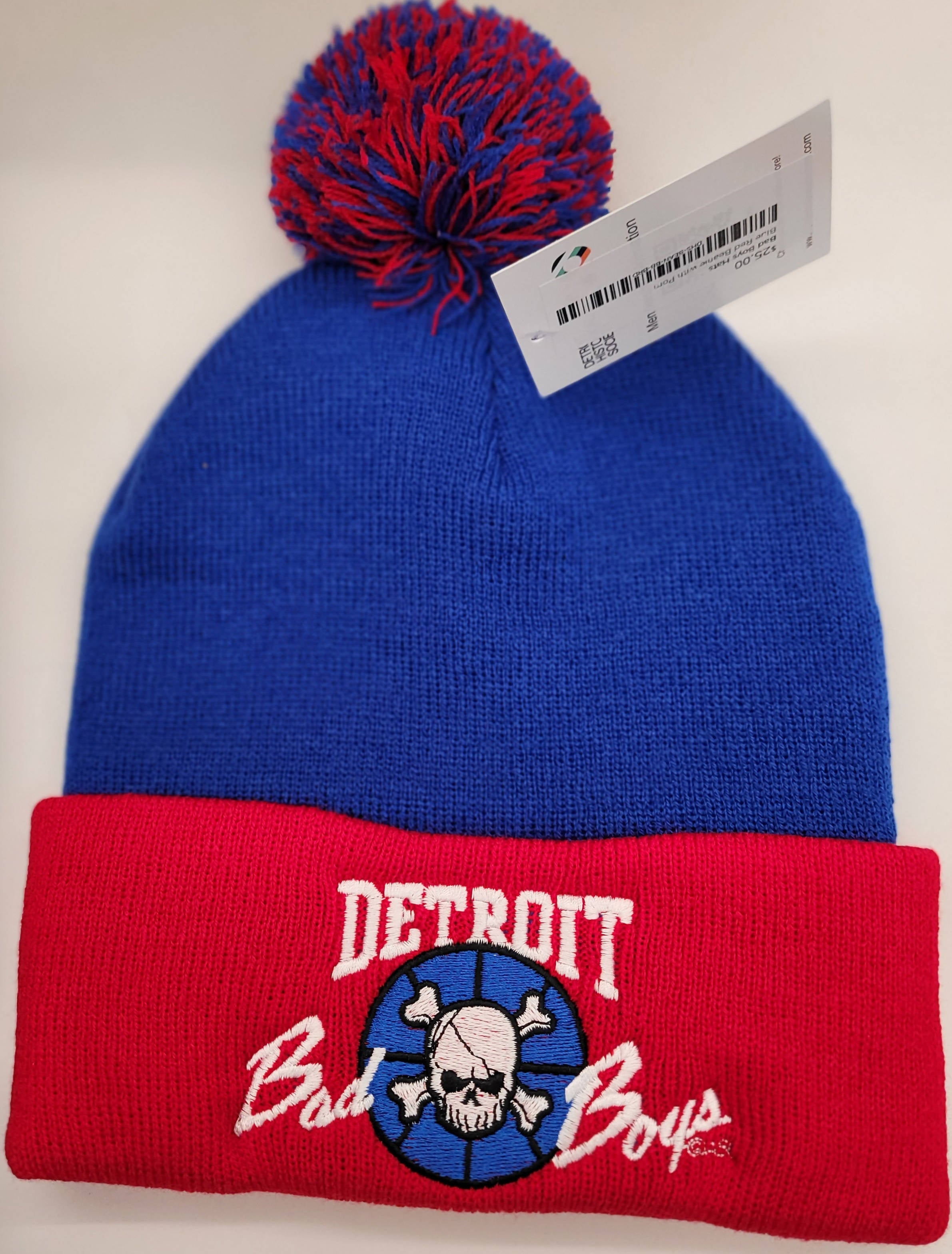 Detroit Bad Boys Knit Hat w/ Black Pom